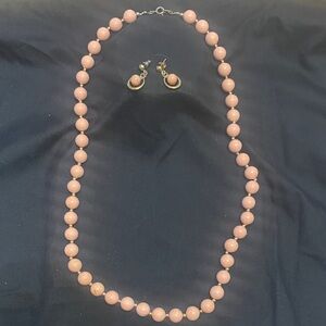 Elegant Pink Beaded Necklace and Earring Set